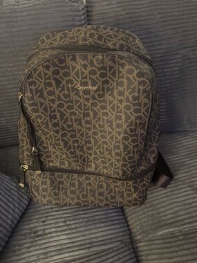 Calvin Klein Brown and Black Monogram Backpack